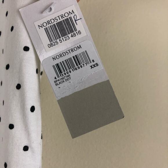 BP White Polka Dot T-Shirt XXS NWT Neutral Mod Basics Scoop Neck Short Sleeves - Picture 4 of 5